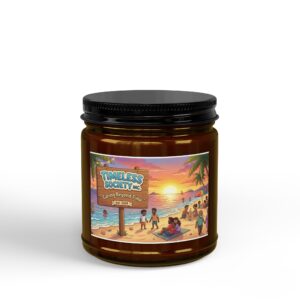 Tropical Beach Sunset Candle | Soy Jar Candle with Black Lid